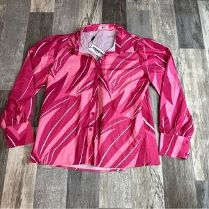 Zeagoo Button Up Womens Blouse, Pink, Medium